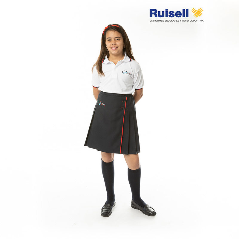 Falda plisada con tabla delante. Colegios ACI. Uniformes Escolares.