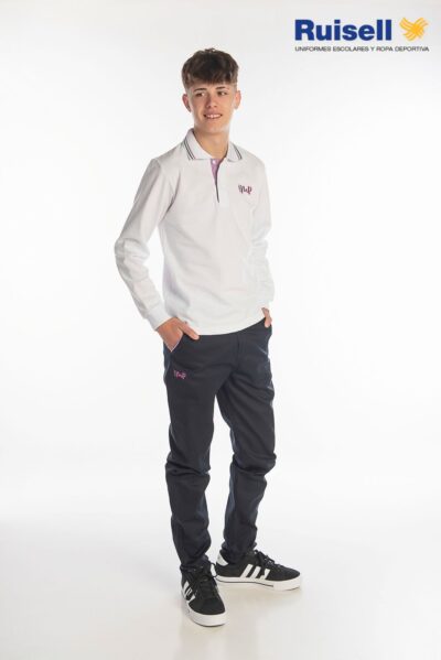 Pantalón docker largo, 39%pol/59%alg/2%elast, bordado